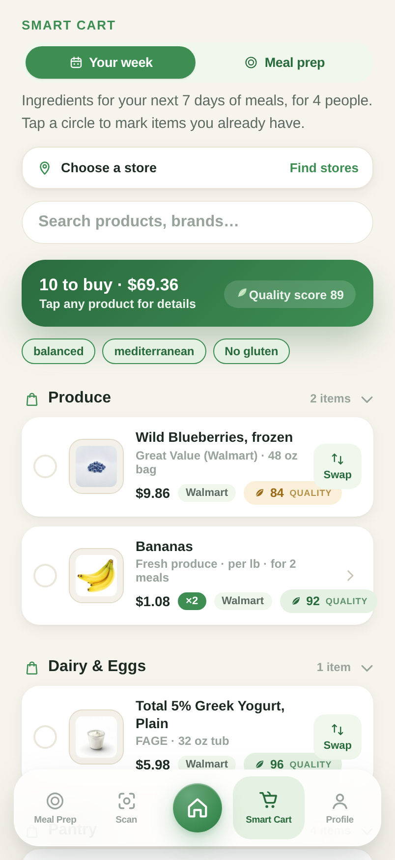 Smart Cart with real products and prices