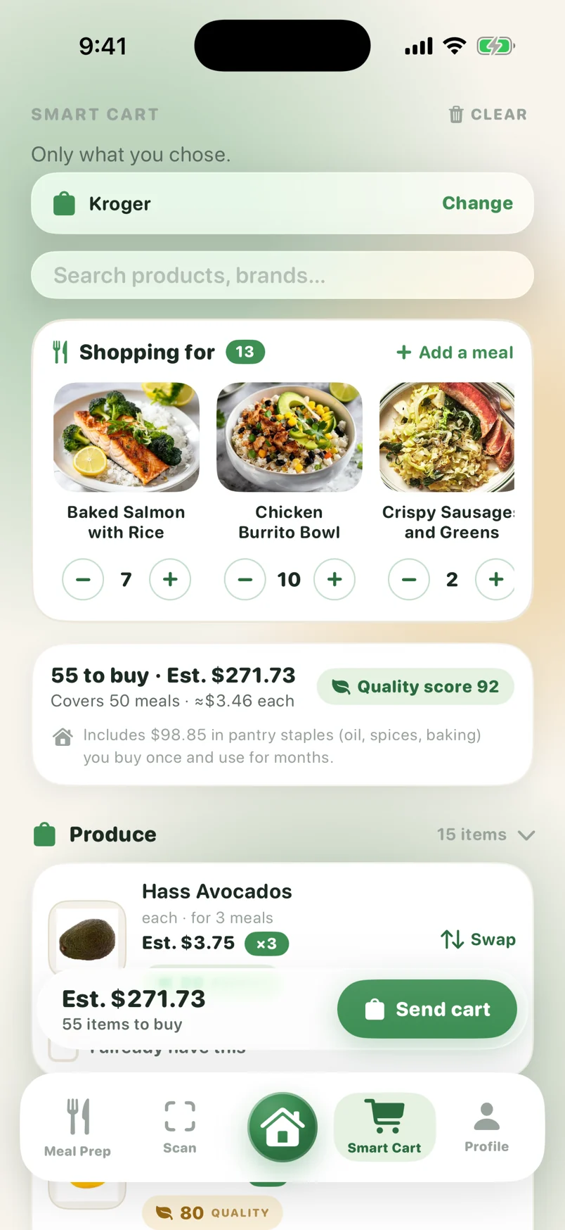 Smart Cart with real products and prices