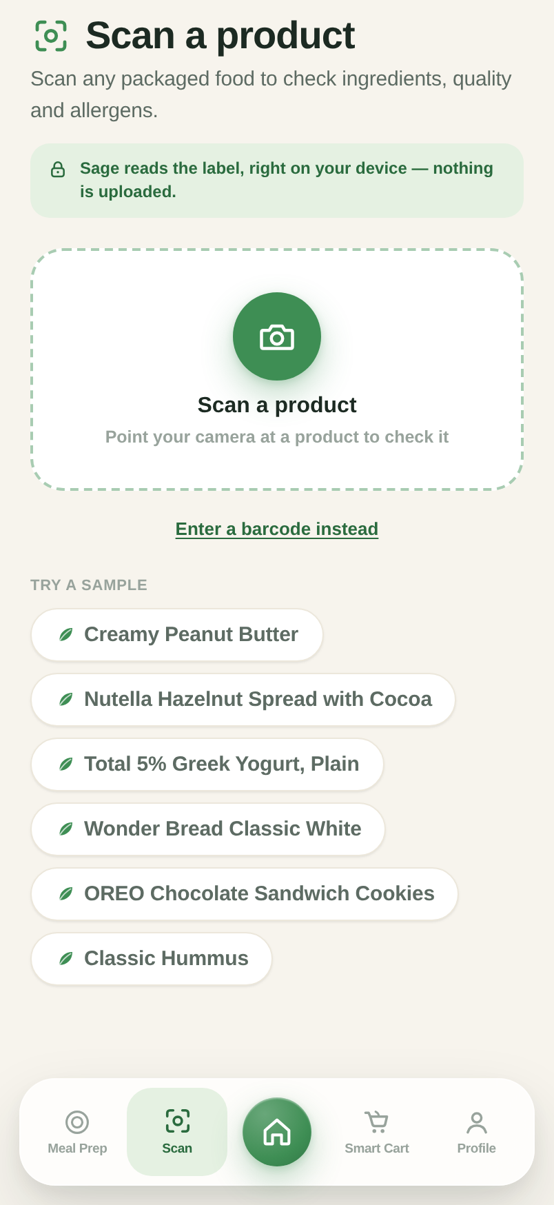 TrueCart scanner — real app